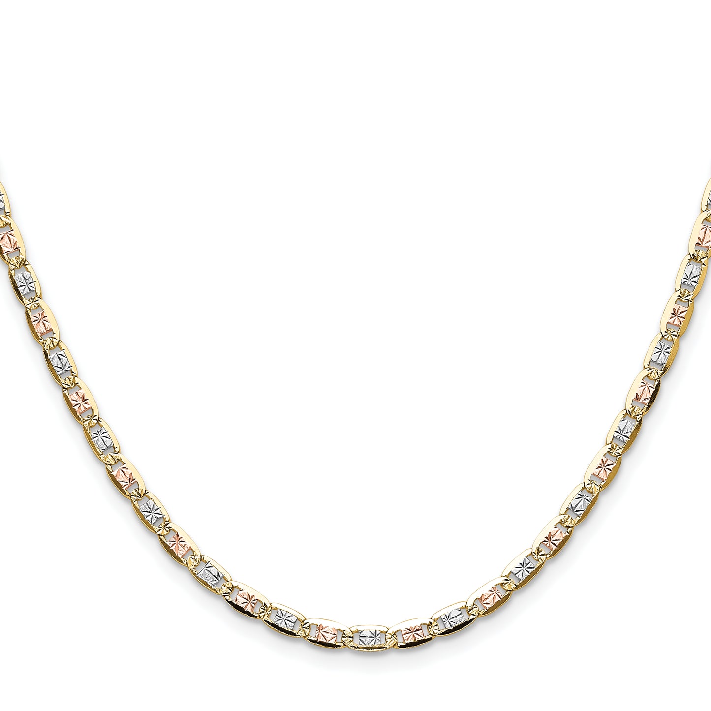 14K Tri-Color 3.2mm Gold Pav Valentino Chain