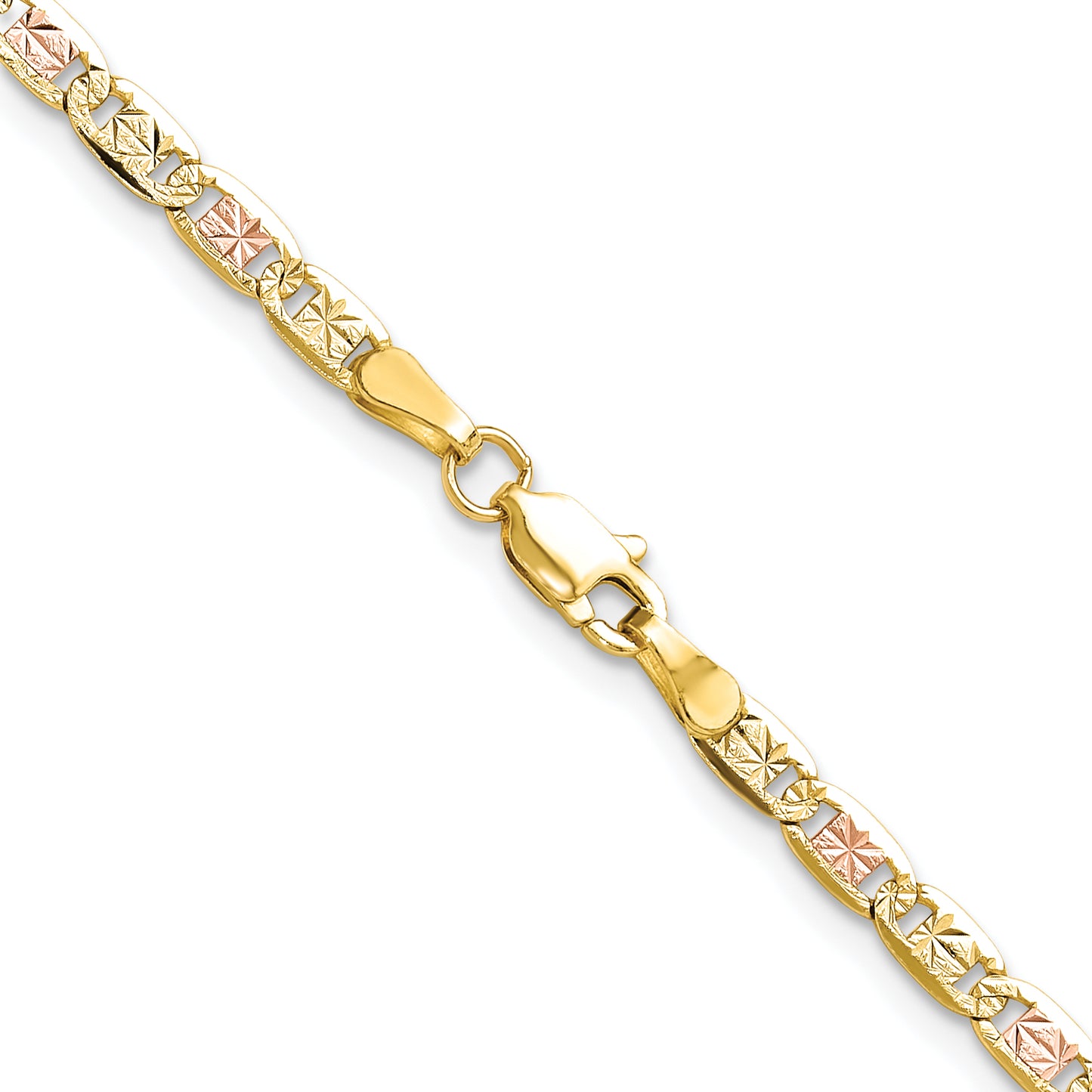 14K Tri-Color 3.2mm Gold Pav Valentino Chain