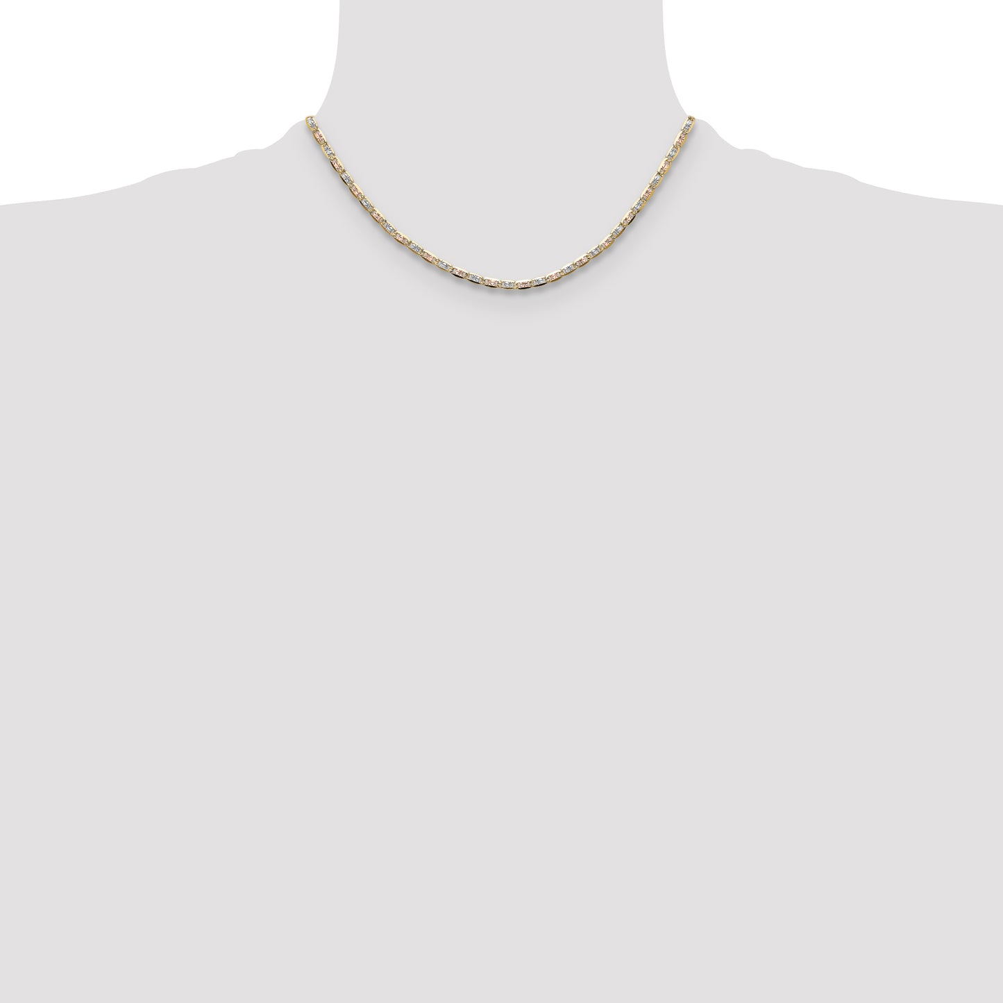 14K Tri-Color 3.2mm Gold Pav Valentino Chain