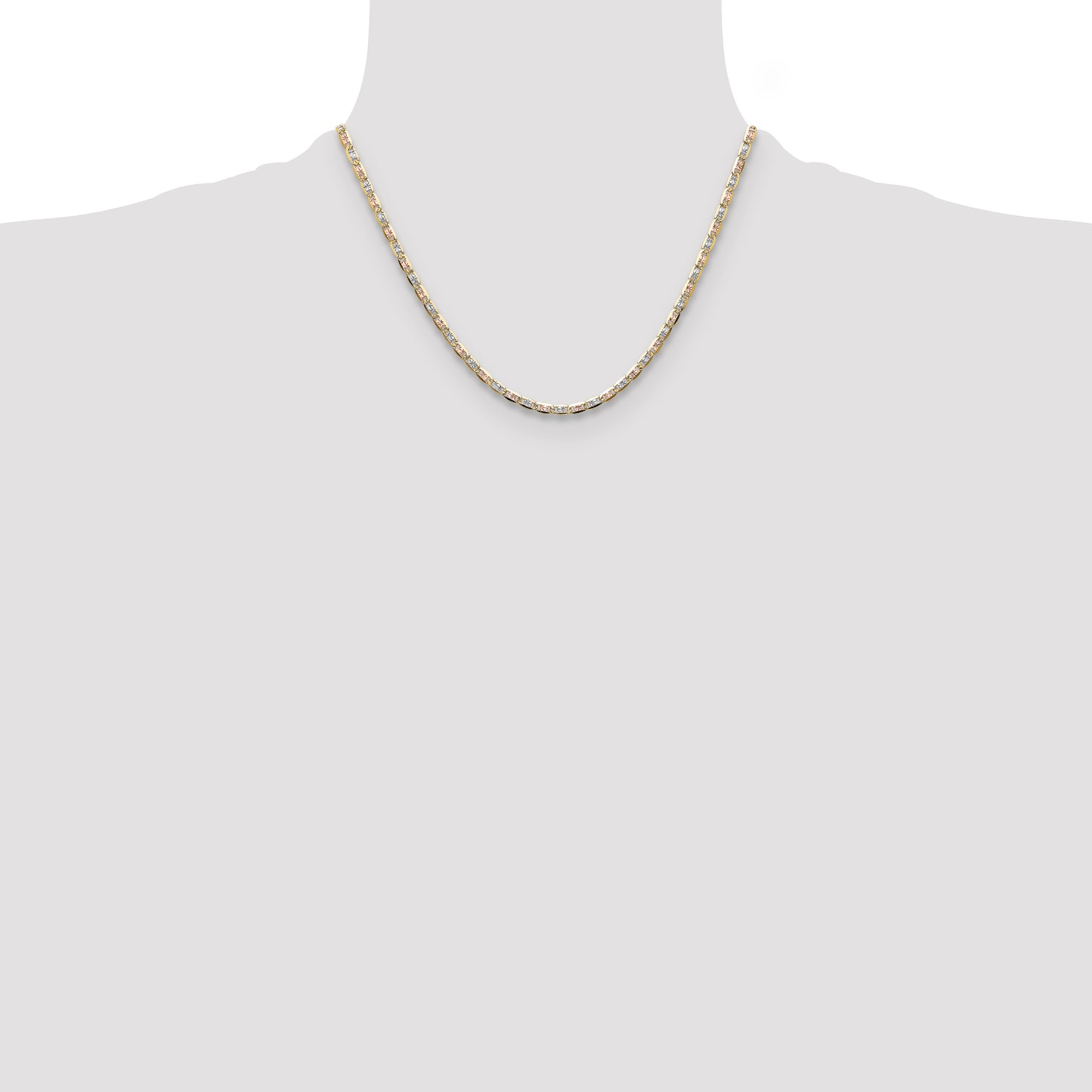 14K Tri-Color 3.2mm Gold Pav Valentino Chain