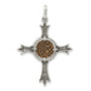 Sterling Silver Ancient Coins And Bronze Antiqued Widow'S Mite Coin Cross Pendant With A Certificate Of Authenticity