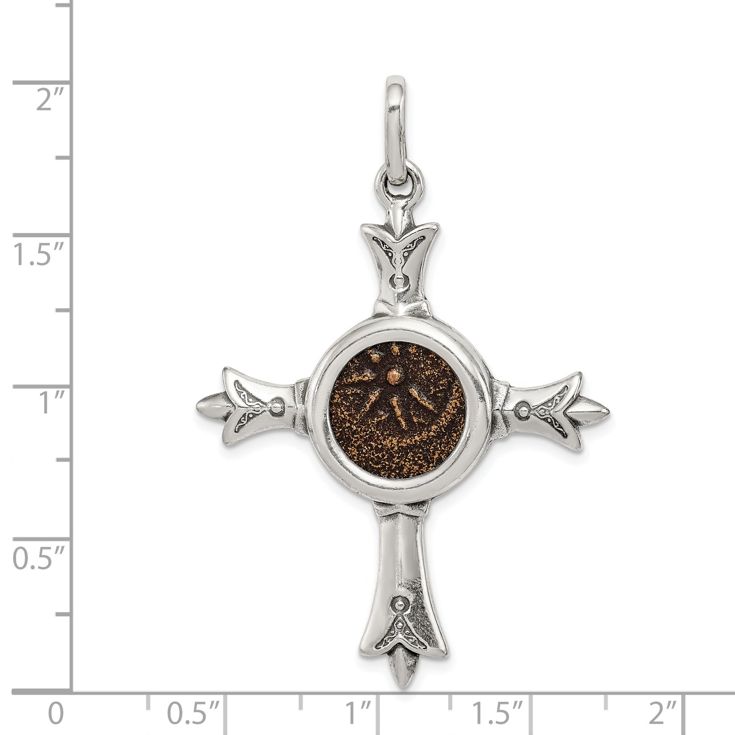 Sterling Silver Ancient Coins And Bronze Antiqued Widow'S Mite Coin Cross Pendant With A Certificate Of Authenticity