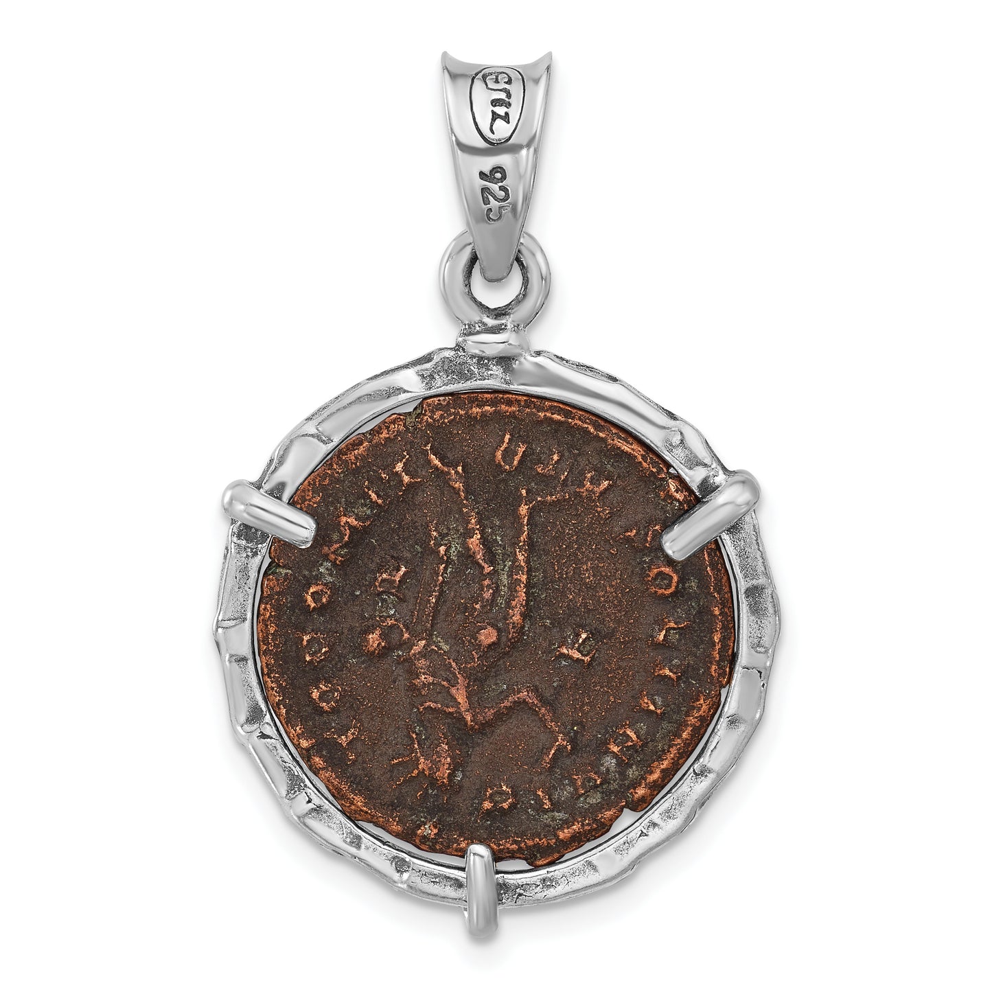 Sterling Silver Ancient Coins And Bronze Antiqued Roman Constantine L Coin Pendant With A Certificate Of Authenticity