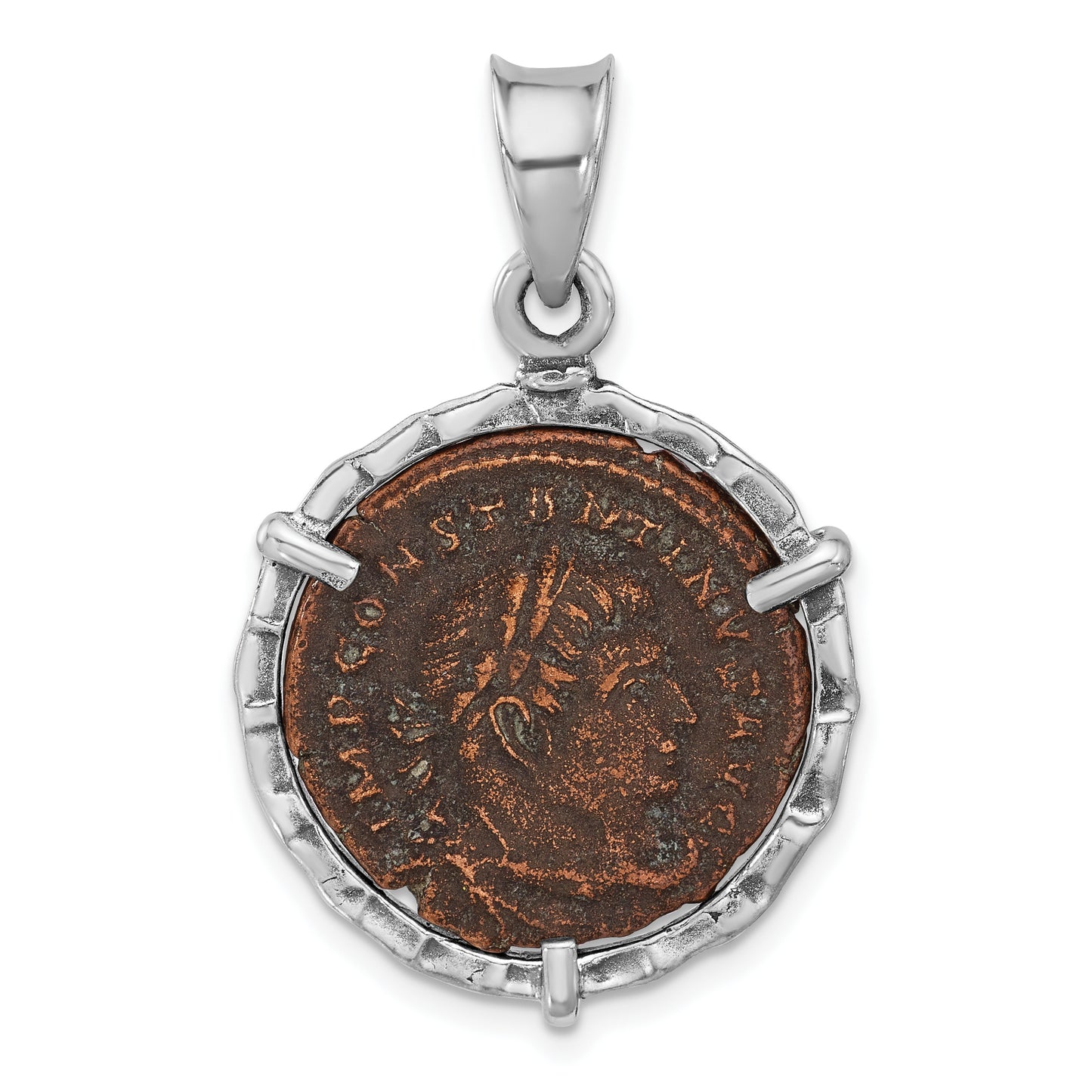 Sterling Silver Ancient Coins And Bronze Antiqued Roman Constantine L Coin Pendant With A Certificate Of Authenticity