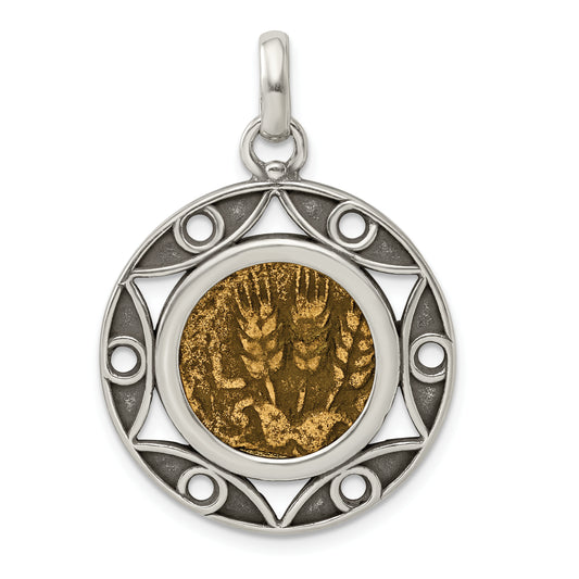 Sterling Silver Ancient Coins And Bronze Antiqued Agrippa Coin Pendant With A Certificate Of Authenticity