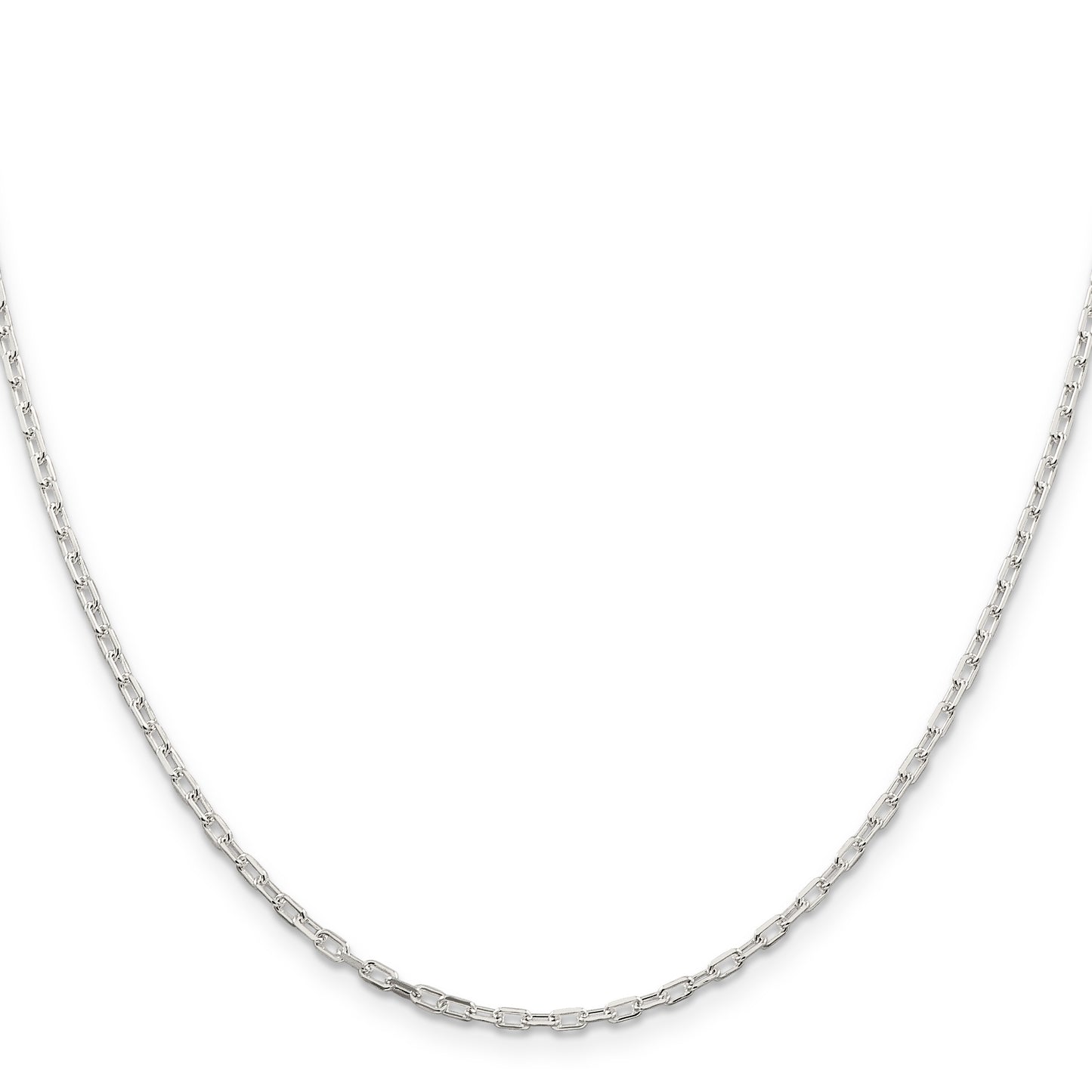 16 Inch Sterling Silver 2.2mm Diamond-Cut Long Link Cable Chain