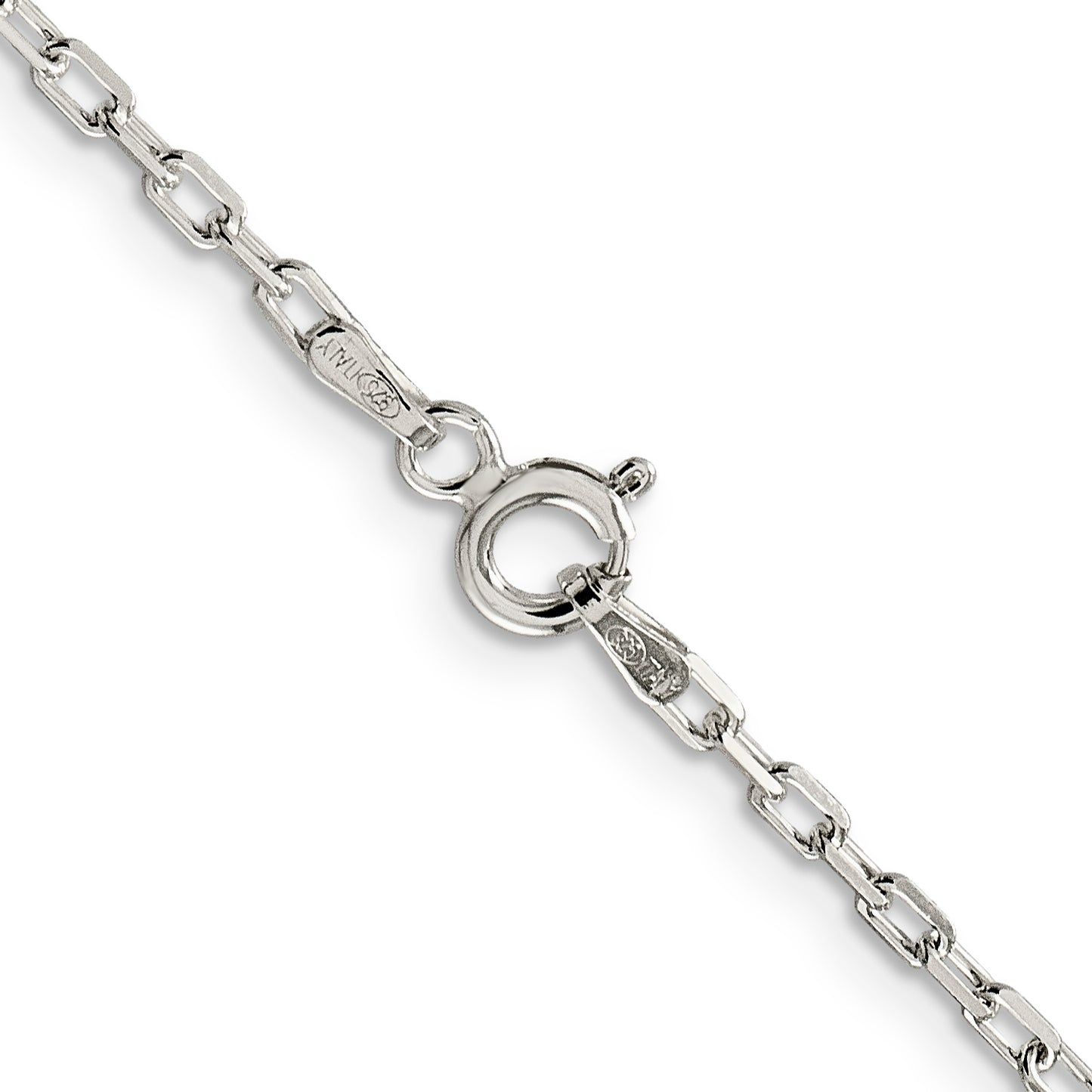 16 Inch Sterling Silver 2.2mm Diamond-Cut Long Link Cable Chain