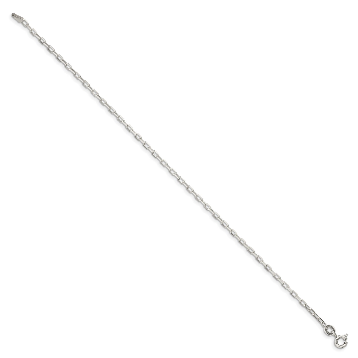 7 Inch Sterling Silver 2.2mm Diamond-Cut Long Link Cable Chain