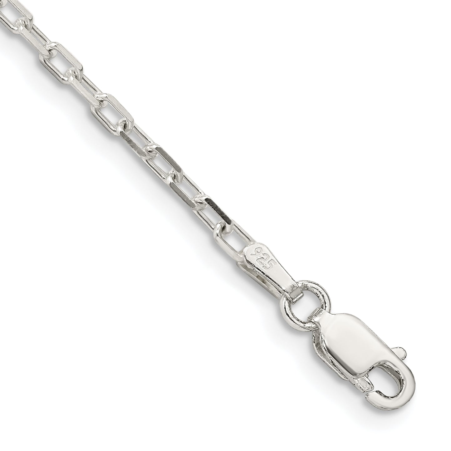 7 Inch Sterling Silver 2.2mm Diamond-Cut Long Link Cable Chain