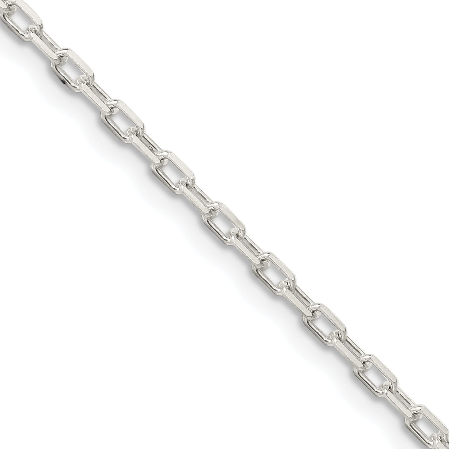 16 Inch Sterling Silver 2.2mm Diamond-Cut Long Link Cable Chain