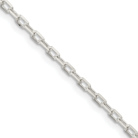 24 Inch Sterling Silver 2.2mm Diamond-Cut Long Link Cable Chain