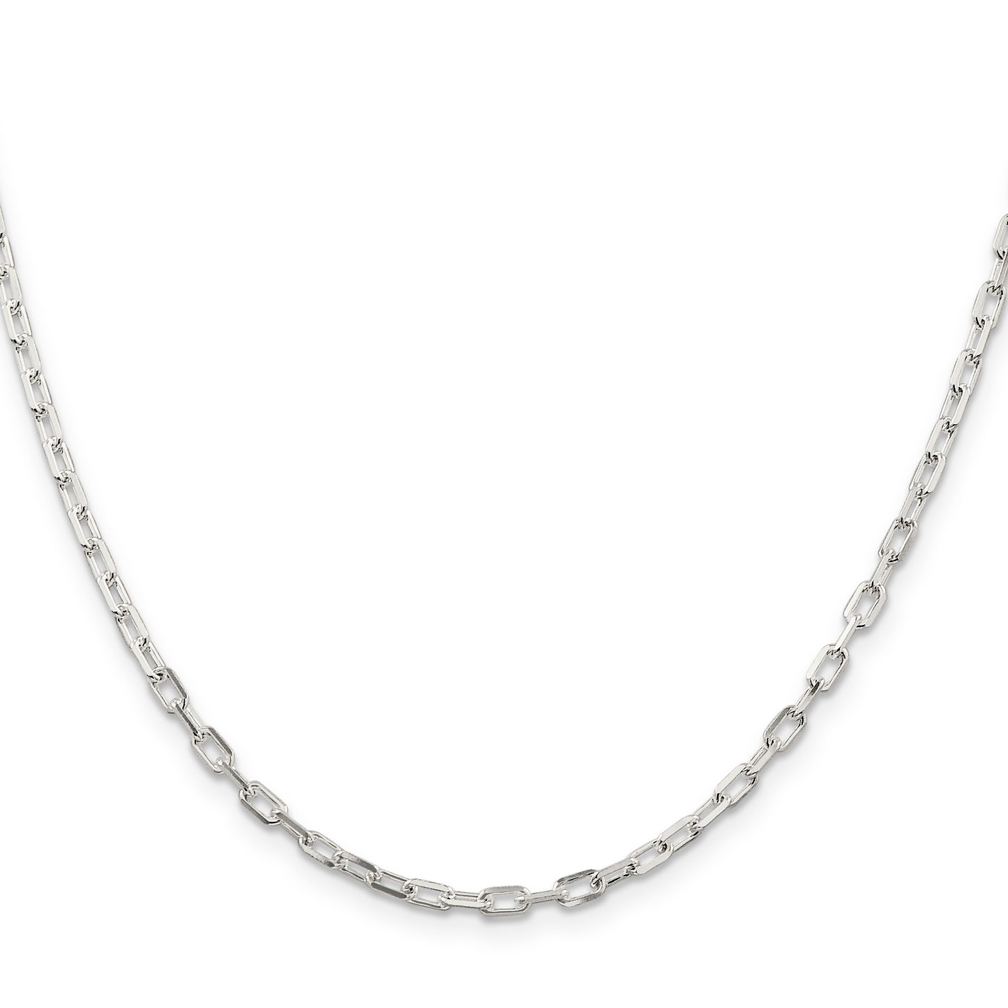 16 Inch Sterling Silver 2.9mm Diamond-Cut Long Link Cable Chain