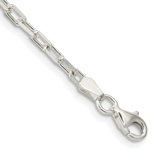 7 Inch Sterling Silver 2.9mm Diamond-Cut Long Link Cable Chain