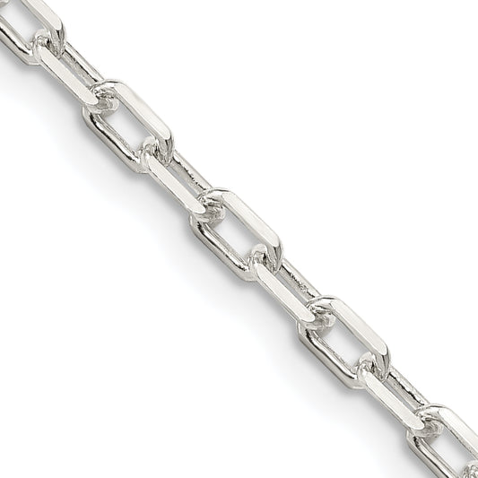 16 Inch Sterling Silver 2.9mm Diamond-Cut Long Link Cable Chain