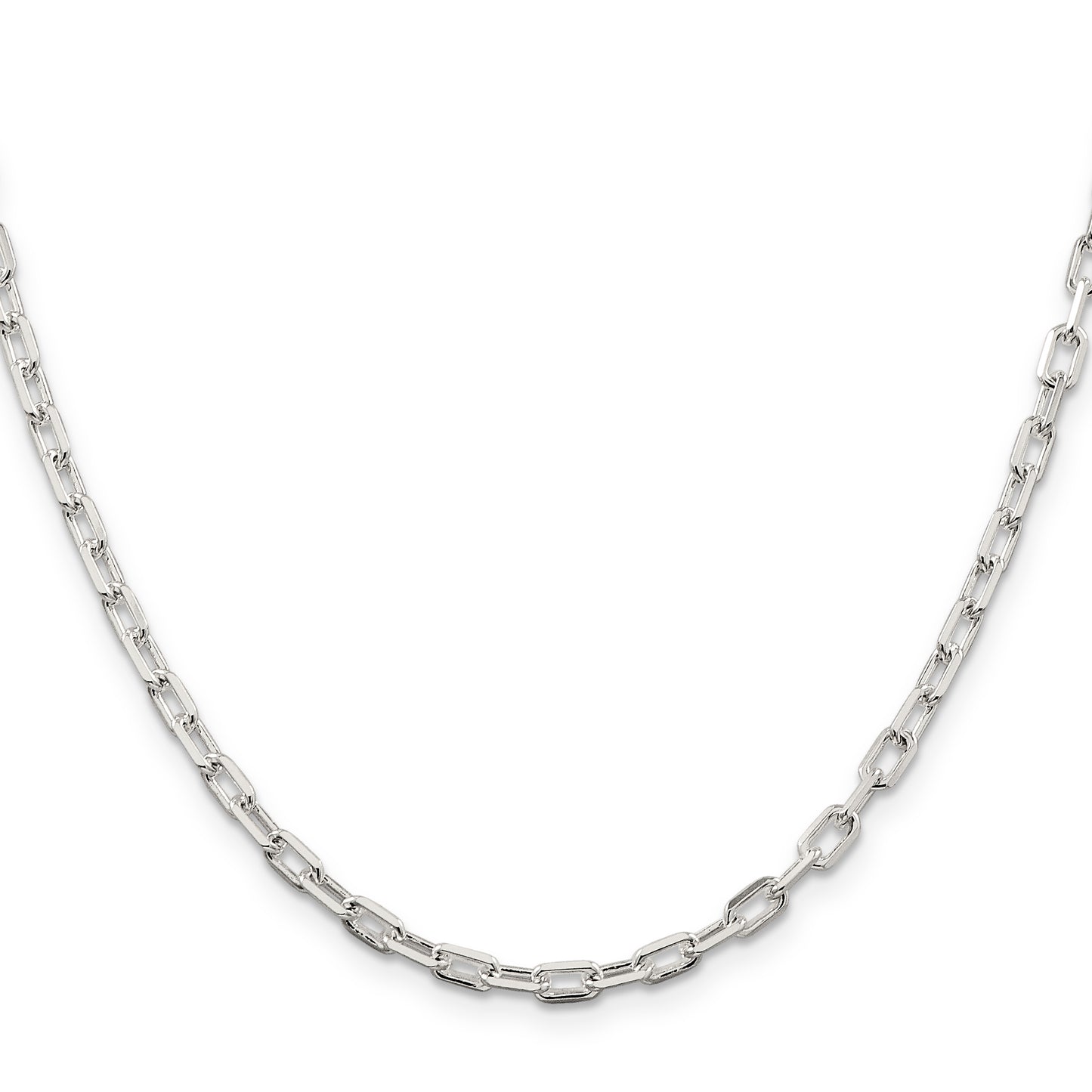 18 Inch Sterling Silver 3.75mm Diamond-Cut Long Link Cable Chain