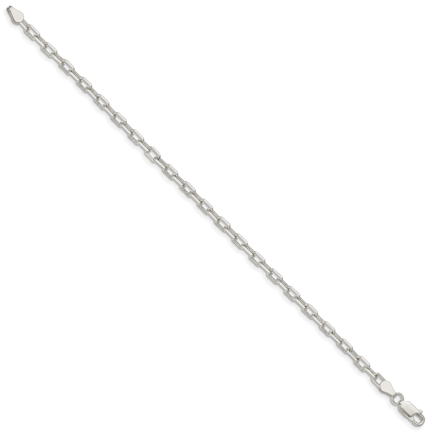 7 Inch Sterling Silver 3.75mm Diamond-Cut Long Link Cable Chain