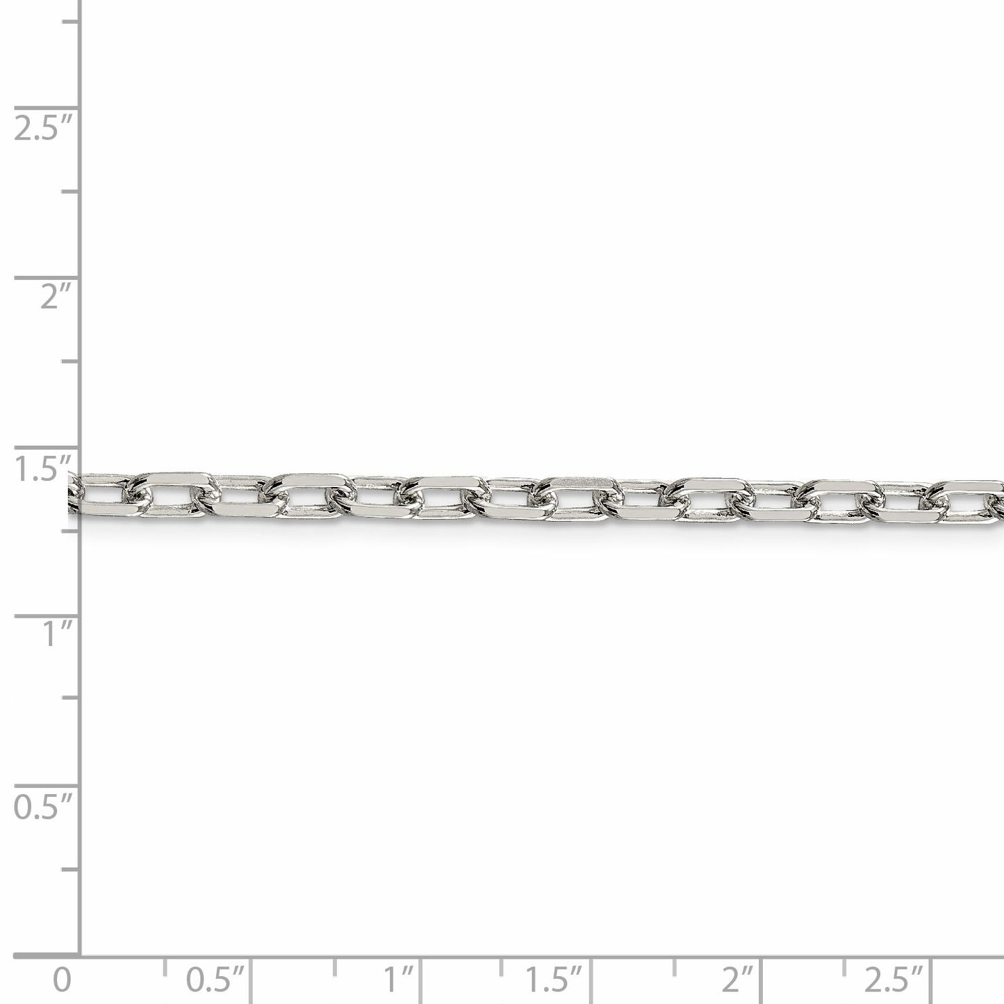 8 Inch Sterling Silver Rhodium-Plated 4.5mm Diamond-Cut Long Link Cable Chain