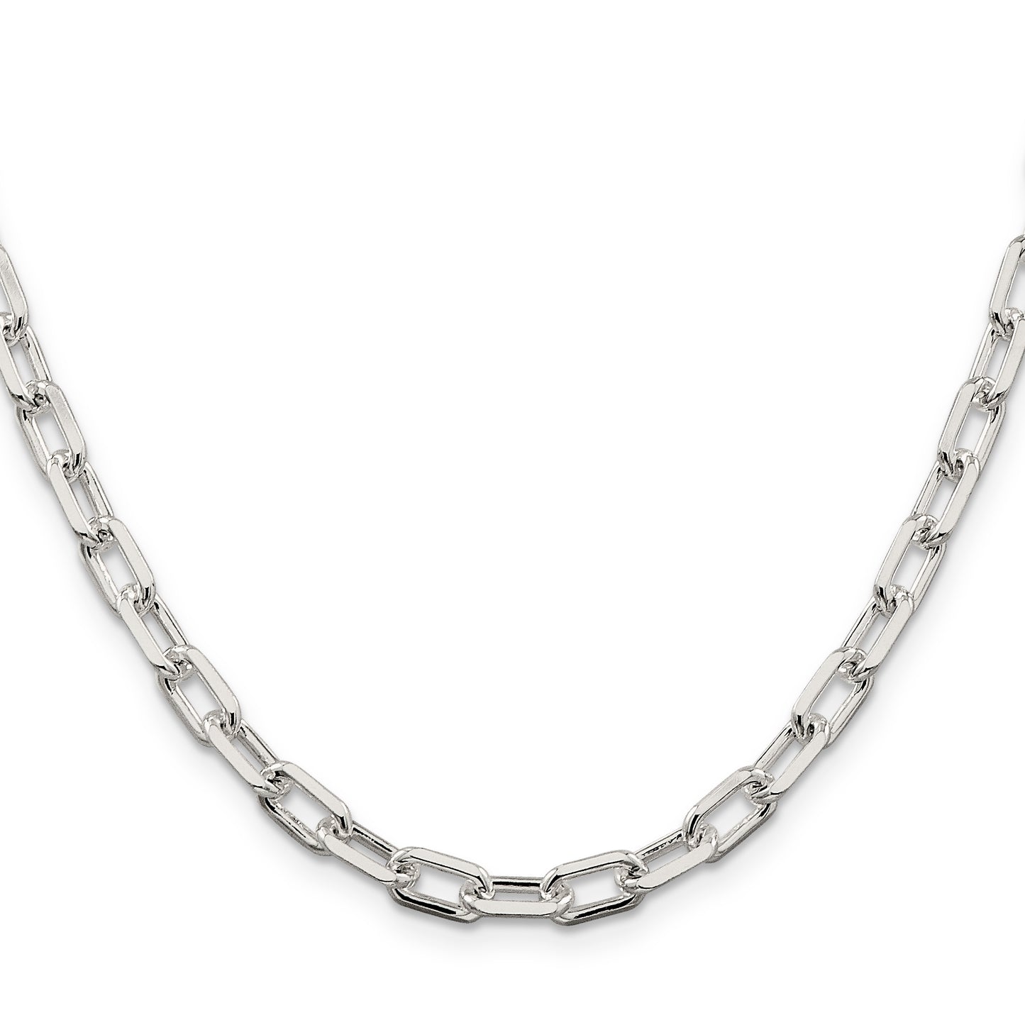 18 Inch Sterling Silver 5.75mm Diamond-Cut Long Link Cable Chain