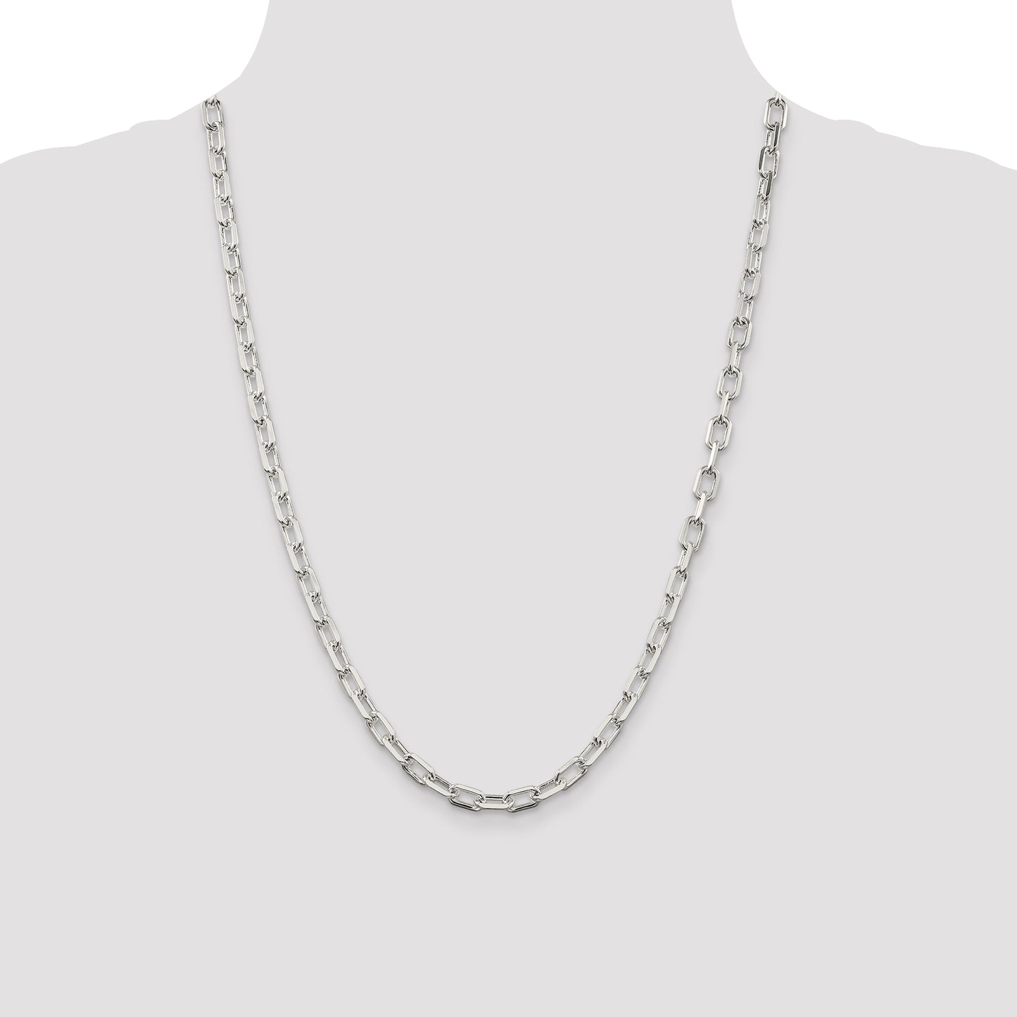 24 Inch Sterling Silver 5.75mm Diamond-Cut Long Link Cable Chain