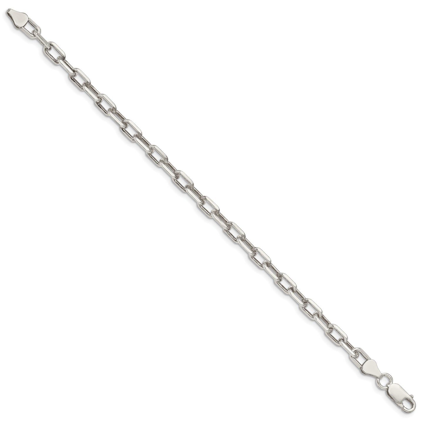 8 Inch Sterling Silver 5.75mm Diamond-Cut Long Link Cable Chain