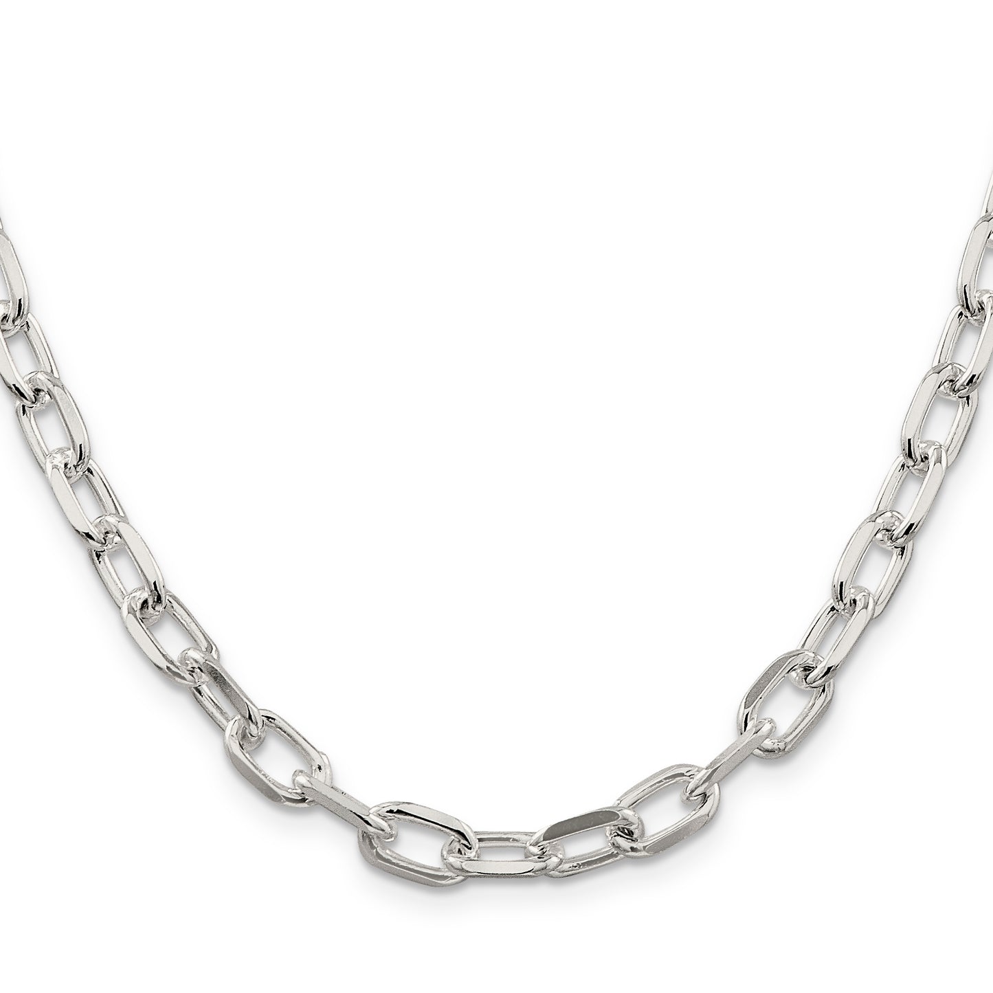 18 Inch Sterling Silver 6.65mm Diamond-Cut Long Link Cable Chain