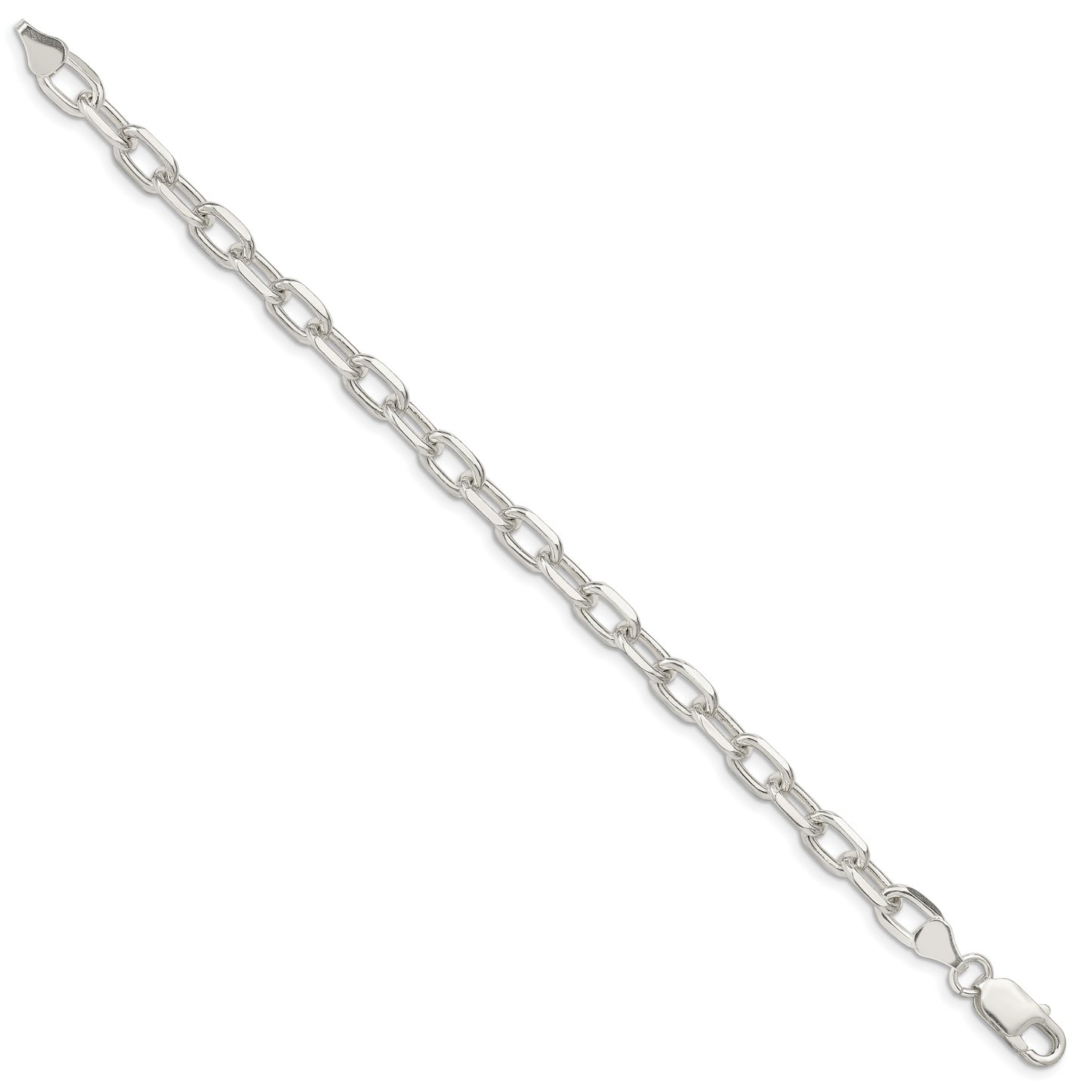 8 Inch Sterling Silver 6.65mm Diamond-Cut Long Link Cable Chain