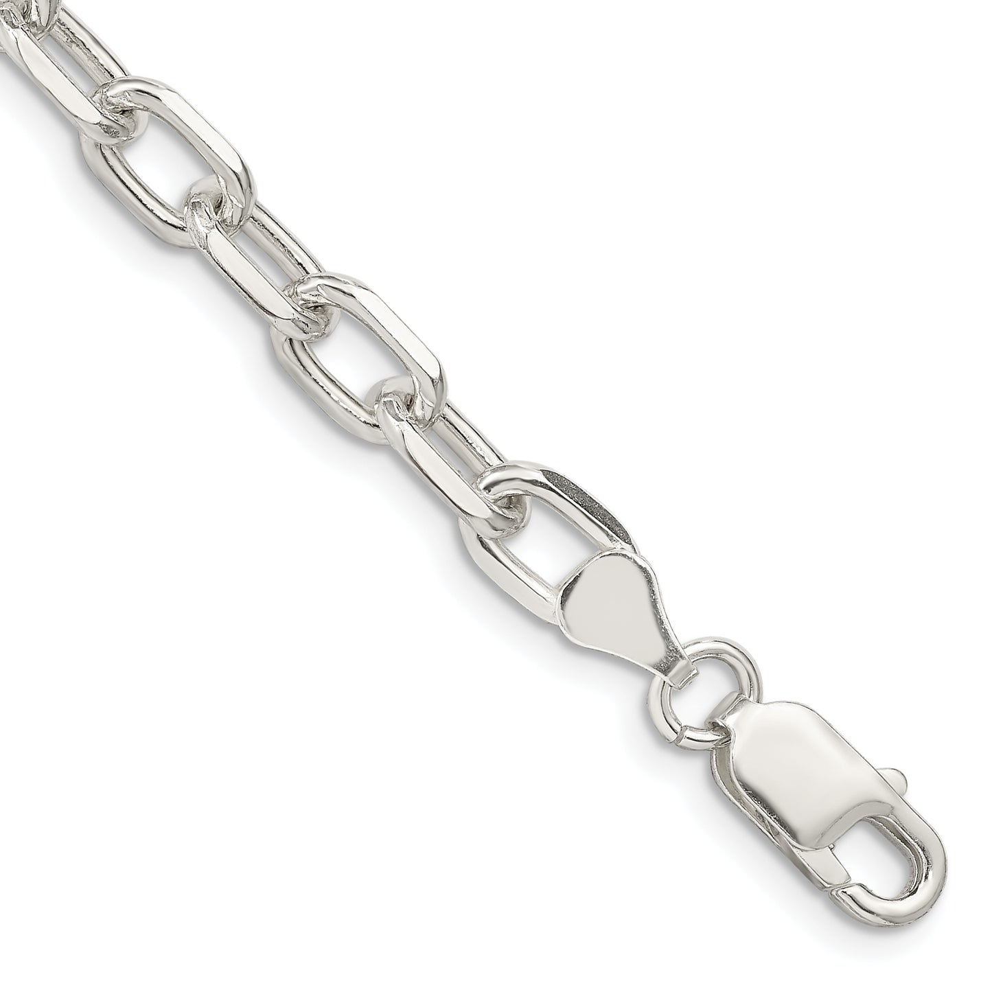 8 Inch Sterling Silver 6.65mm Diamond-Cut Long Link Cable Chain