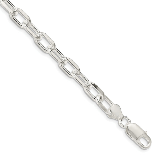 8 Inch Sterling Silver 7.5mm Diamond-Cut Long Link Cable Chain