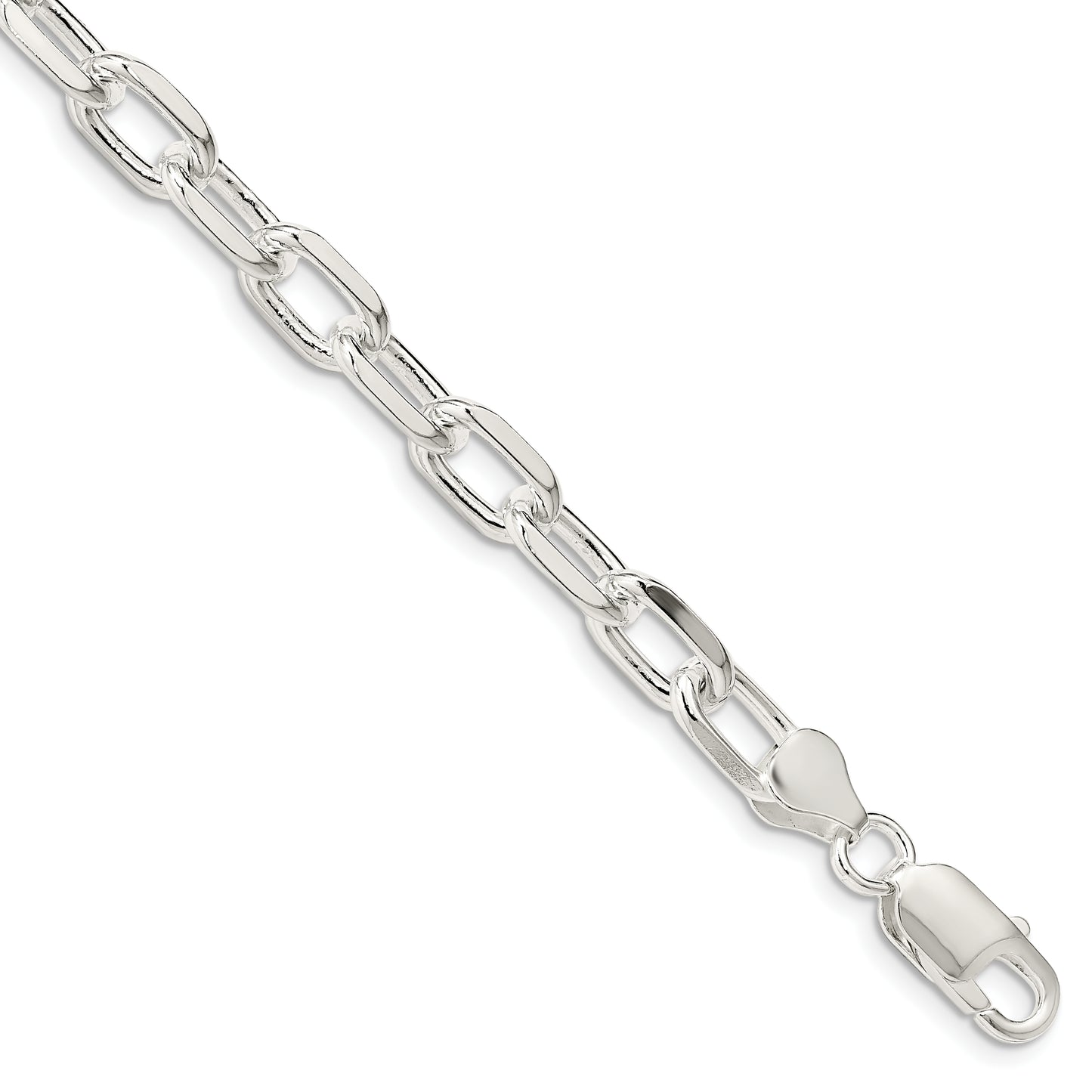 9 Inch Sterling Silver 7.5mm Diamond-Cut Long Link Cable Chain