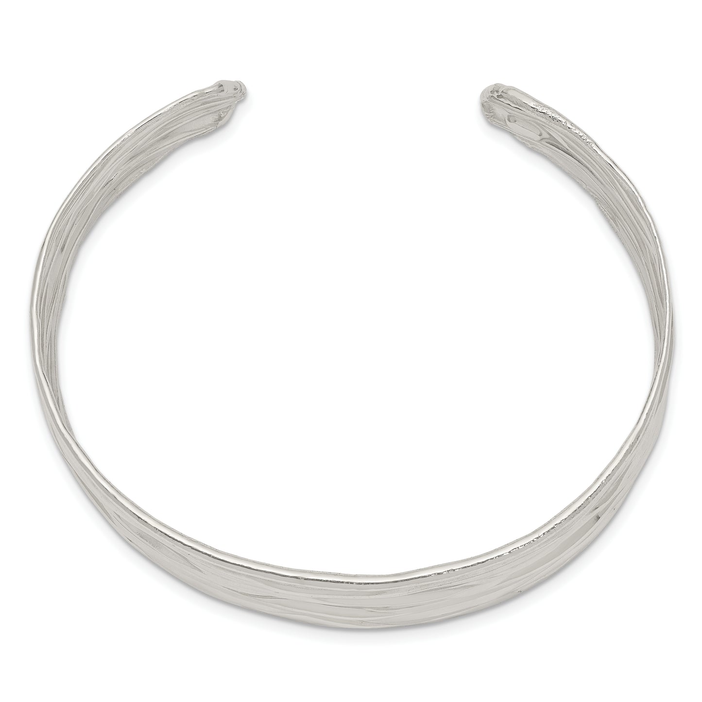 Sterling Silver Rhod-Plated Plain 6mm Hammered Bands Bangle