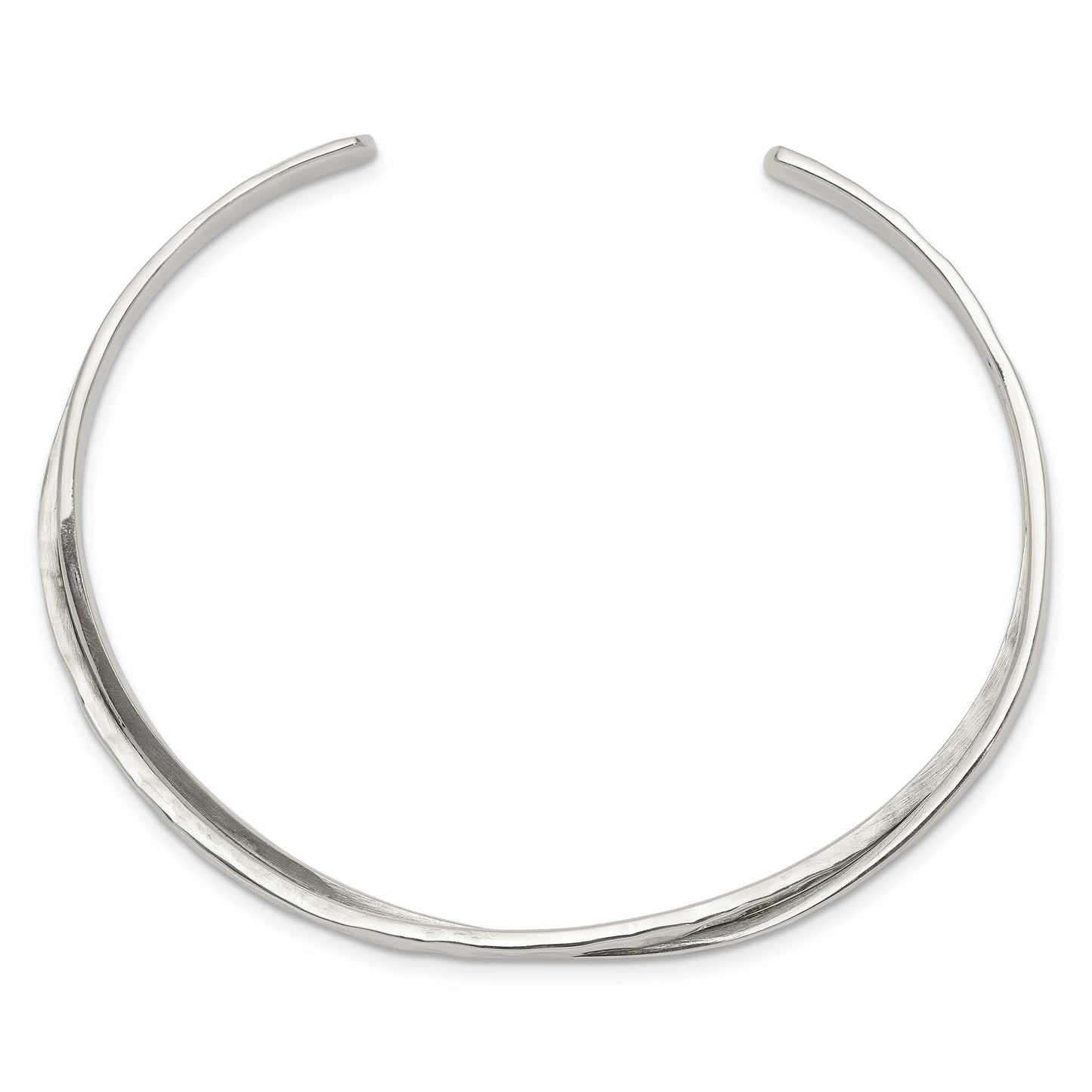 Sterling Silver Rhod-Plated Plain 3mm Hammered Bands Bangle