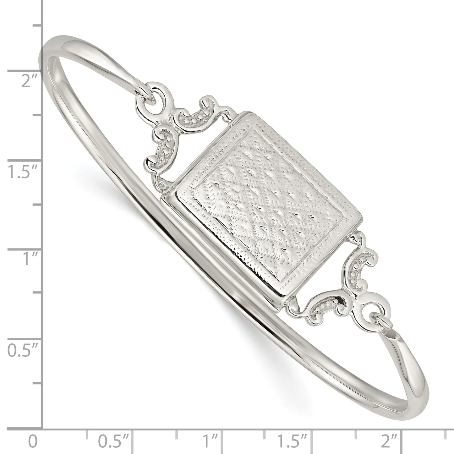 Sterling Silver Polished Rectangular 20mm Locket Bangle