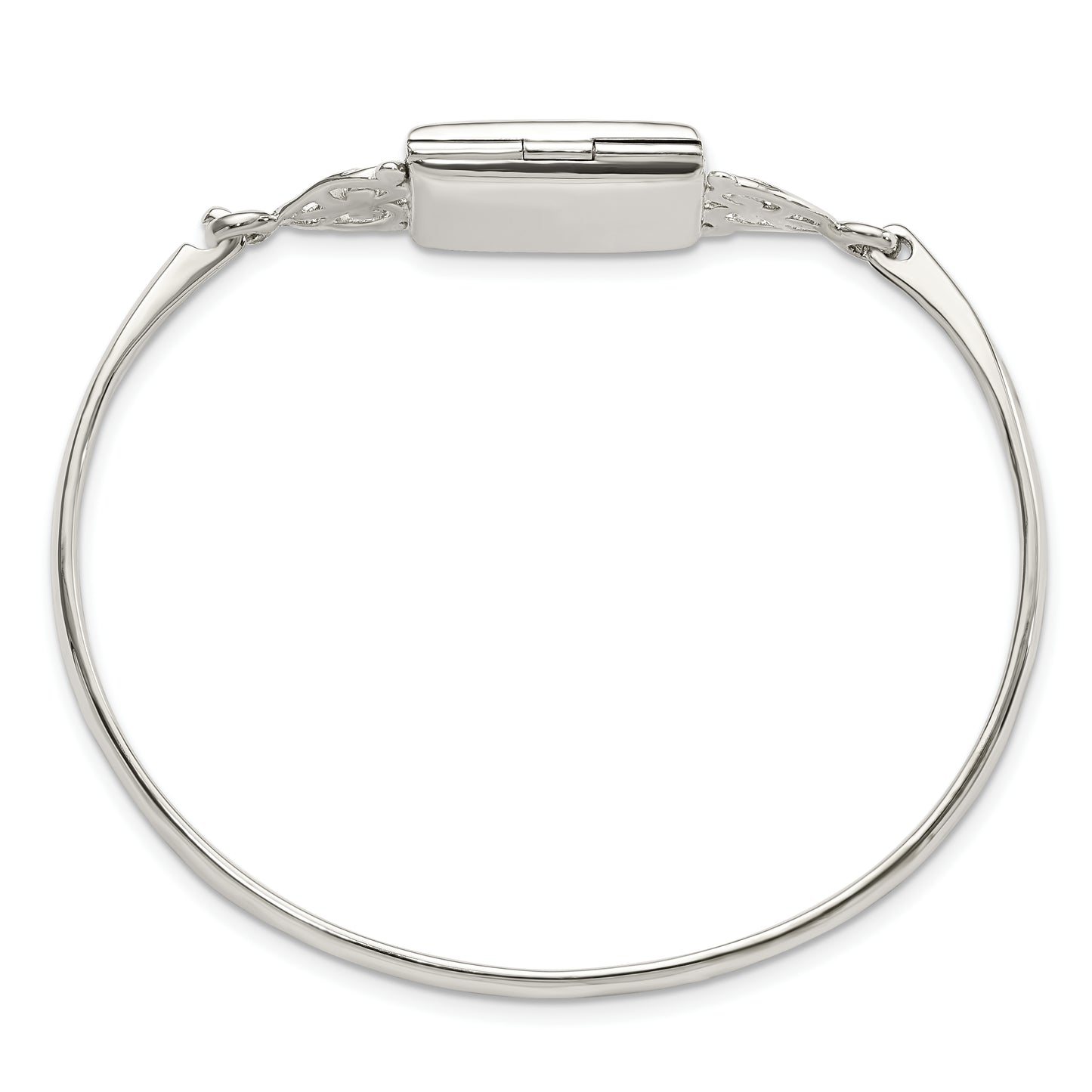 Sterling Silver Polished Rectangular 20mm Locket Bangle