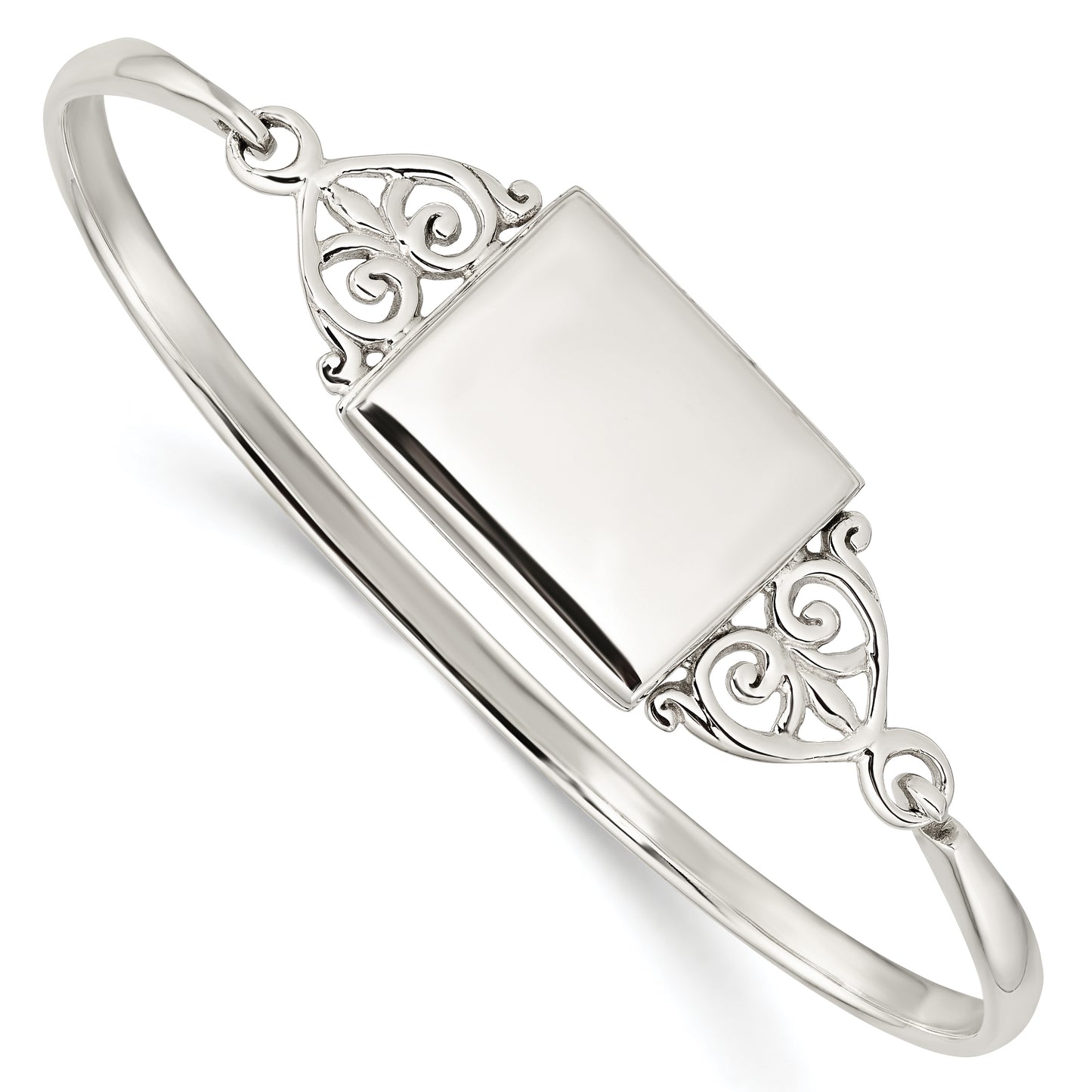 Sterling Silver Polished Rectangular 20mm Locket Bangle