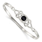 Sterling Silver Black Onyx Celtic Pattern Flexible Bangle Bracelet