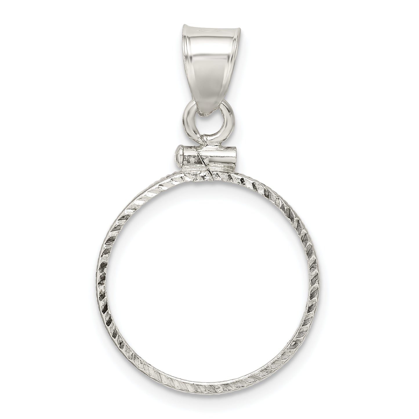 Sterling Silver Wideband Distinguished Coin Jewelry Polished And Diamond-Cut 19.1 X 1.5mm $0.01 Screw Top Bezel Pendant