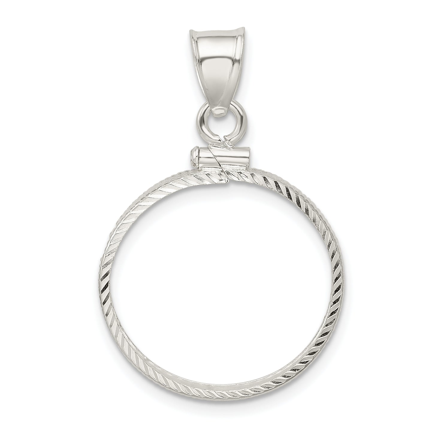 Sterling Silver Wideband Distinguished Coin Jewelry Polished And Diamond-Cut 21.1 X 2.0mm $0.05 Screw Top Bezel Pendant