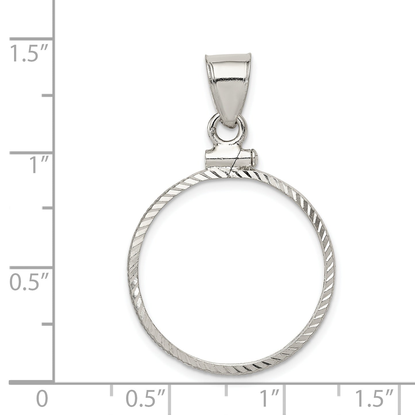 Sterling Silver Wideband Distinguished Coin Jewelry Polished And Diamond-Cut 21.1 X 2.0mm $0.05 Screw Top Bezel Pendant