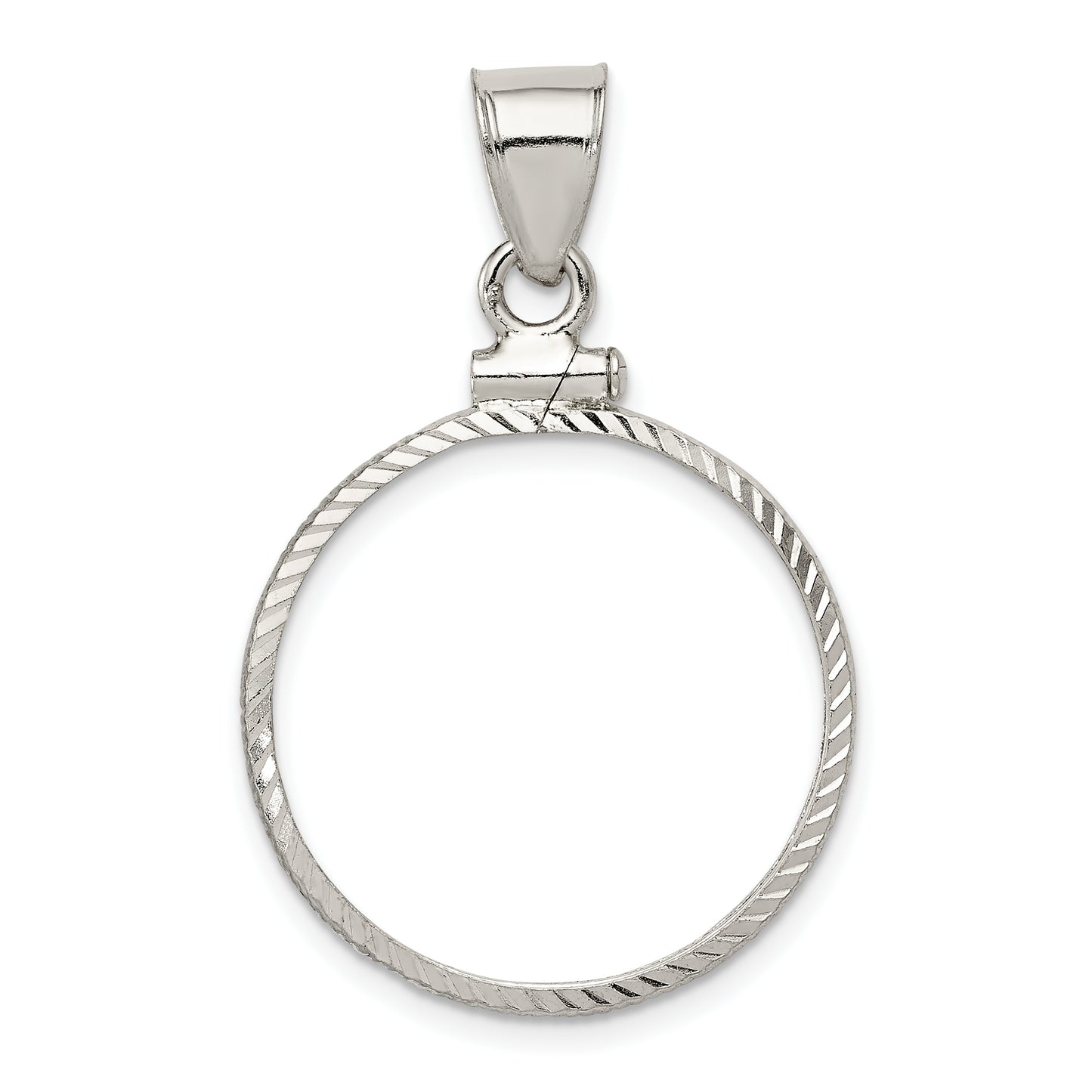 Sterling Silver Wideband Distinguished Coin Jewelry Polished And Diamond-Cut 21.1 X 2.0mm $0.05 Screw Top Bezel Pendant