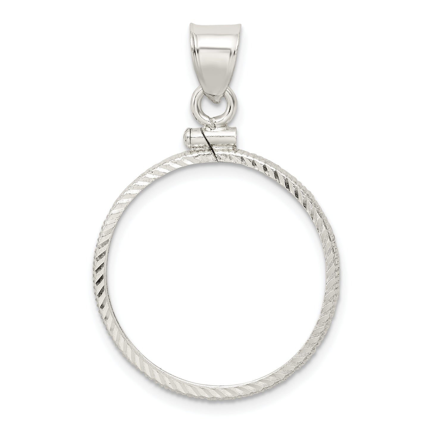 Sterling Silver Wideband Distinguished Coin Jewelry Polished And Diamond-Cut 24.1 X 1.7mm $0.25 Screw Top Bezel Pendant