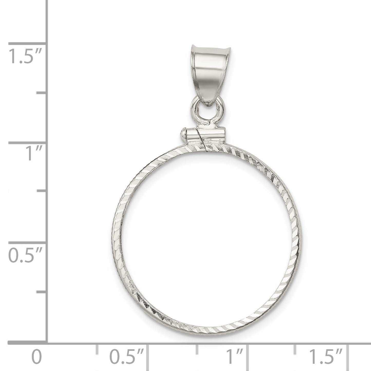 Sterling Silver Wideband Distinguished Coin Jewelry Polished And Diamond-Cut 24.1 X 1.7mm $0.25 Screw Top Bezel Pendant