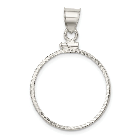 Sterling Silver Wideband Distinguished Coin Jewelry Polished And Diamond-Cut 24.1 X 1.7mm $0.25 Screw Top Bezel Pendant