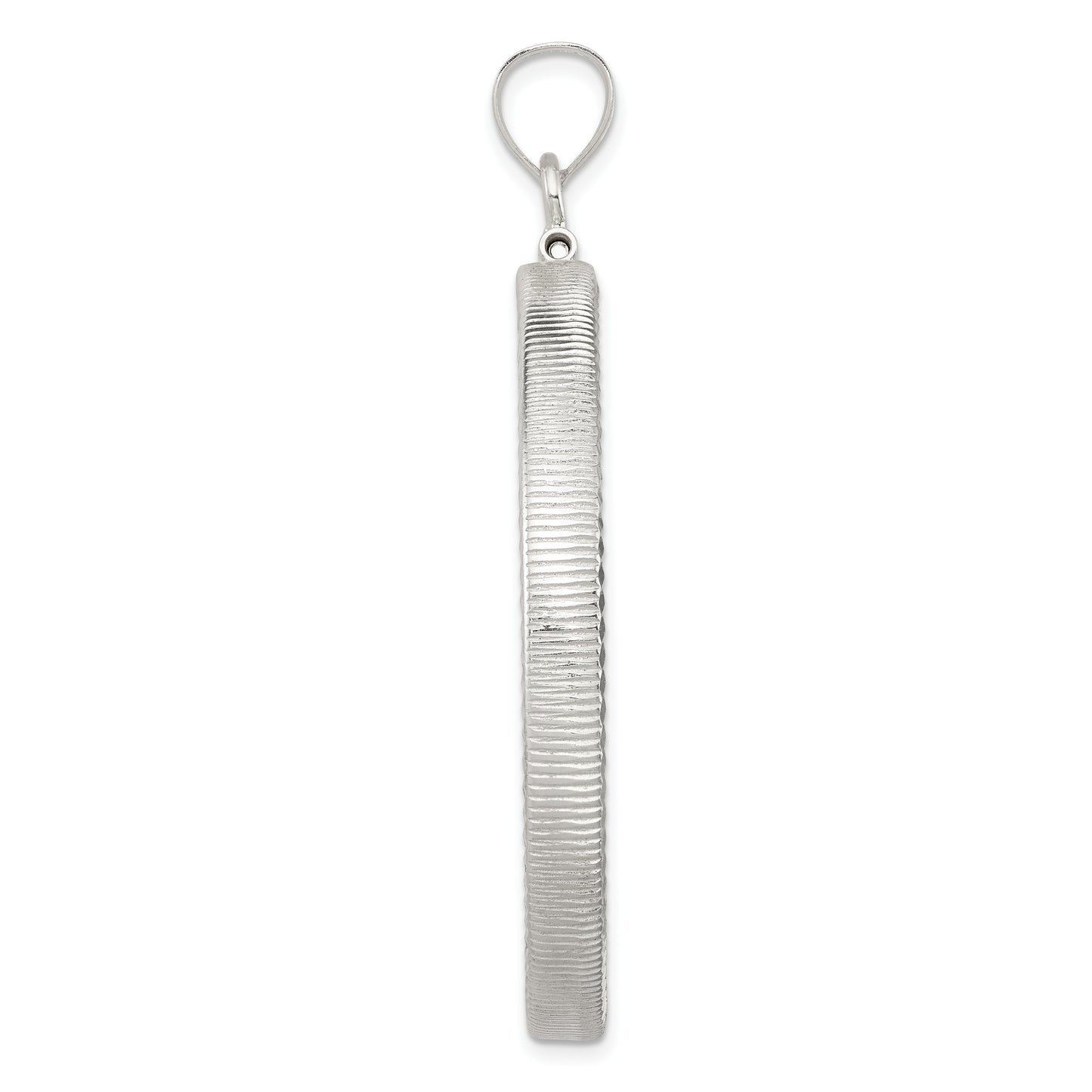 Sterling Silver Wideband Distinguished Coin Jewelry Polished And Diamond-Cut 40.6 X 3.1mm Screw Top Bezel Pendant