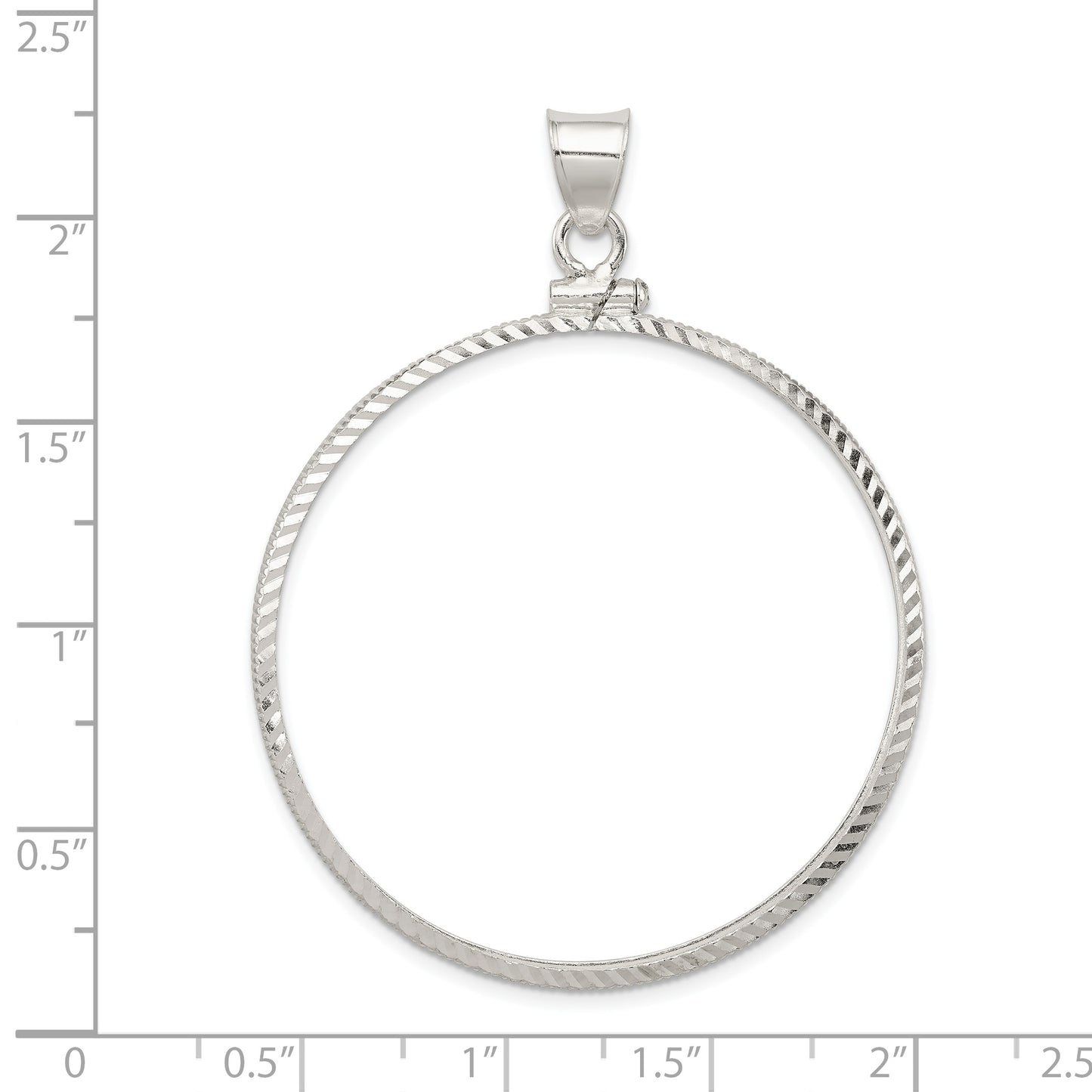 Sterling Silver Wideband Distinguished Coin Jewelry Polished And Diamond-Cut 40.6 X 3.1mm Screw Top Bezel Pendant