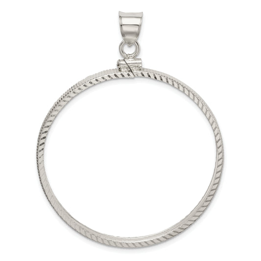 Sterling Silver Wideband Distinguished Coin Jewelry Polished And Diamond-Cut 39.4 X 3.1mm 1 Oz. Screw Top Bezel Pendant