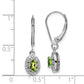 Sterling Silver Rhodium-Plated Diam. & Peridot Earrings