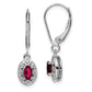 Sterling Silver Rhodium Plated Diamond And Lab Created Ruby Dangle Leverback Earrings