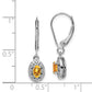 Sterling Silver Rhodium-Plated Diam. & Citrine Earrings