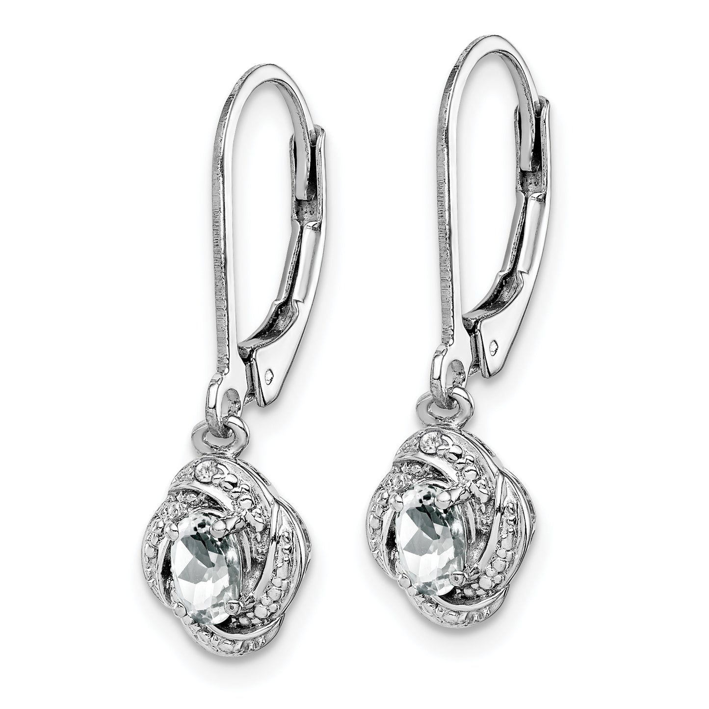 Sterling Silver Rhodium-Plated Diam. & White Topaz Earrings