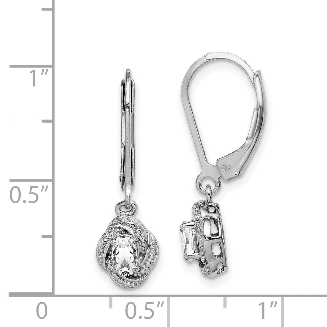 Sterling Silver Rhodium-Plated Diam. & White Topaz Earrings